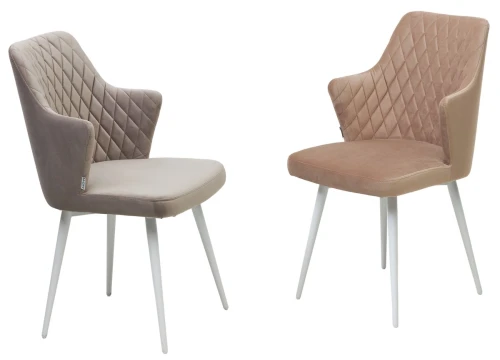 Стул HERMAN 360 град. БЕЖЕВЫЙ #5, велюр / белый каркас М-City