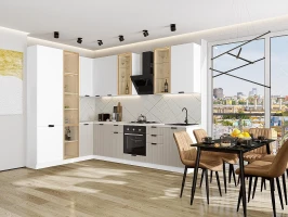 Кухонный гарнитур Евро Лайн-07 Белый/Агат Белый