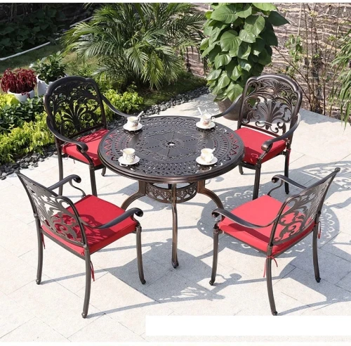 Обеденный комплект из литого алюминия стол Орхидея(120см) + 4 кресла Марбелья