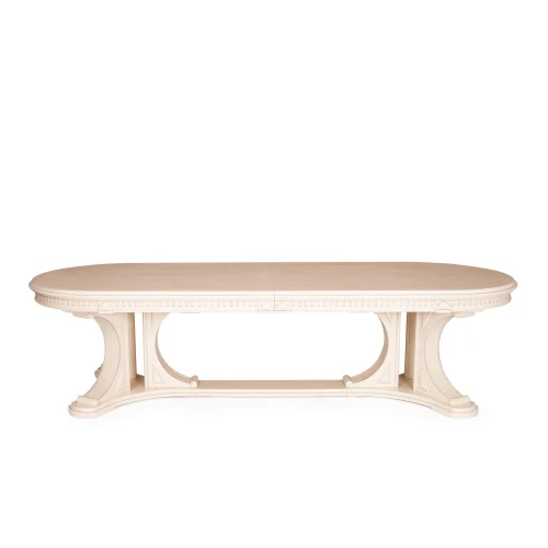 Стол VERSAL овальный бук, мдф, 300 (350/400) х 110 х 78 см, бежевый патина