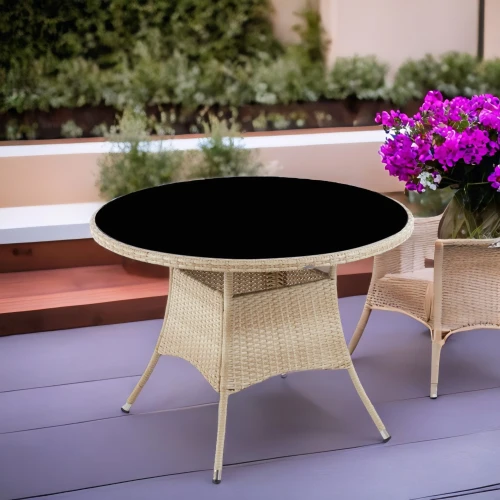 Стол из искусственного ротанга ЭММА «EMMA» (WOOD) D105 см