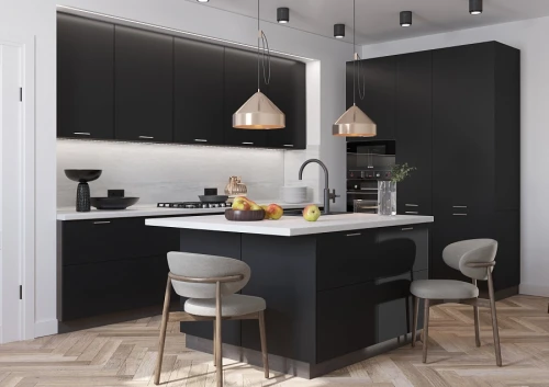 Трехуровневый кухонный гарнитур Эстетик 4600 Коко Фаталь МДФ прямая