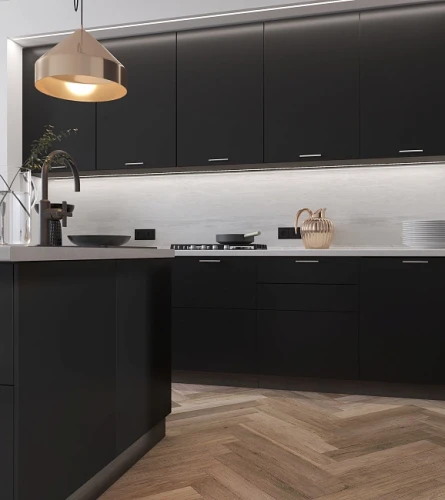 Трехуровневый кухонный гарнитур Эстетик 4600 Коко Фаталь МДФ прямая