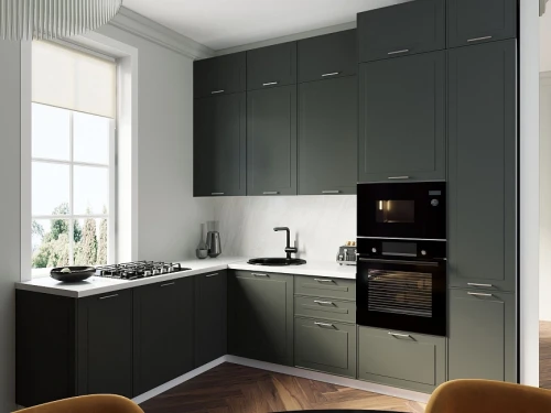 Кухня трехуровневая Перфетта 2700х2000 Грифельно-серый МДФ угловая