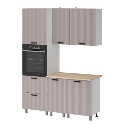 Готовая кухня МК Аленушка 1,6м ПД Лотос Кашемир,скоба антрацит,сонома