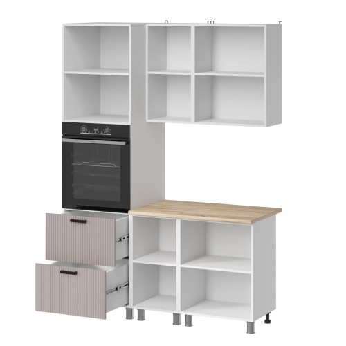 Готовая кухня МК Аленушка 1,6м ПД Лотос Кашемир,скоба антрацит,сонома