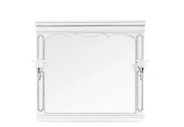 Зеркало Мариэль 105, патина серебро, белое, со светильником