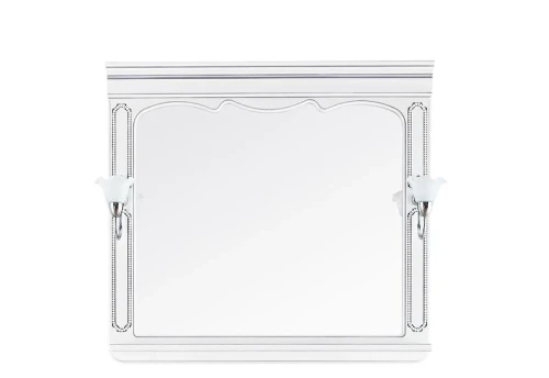 Зеркало Мариэль 105, патина серебро, белое, со светильником