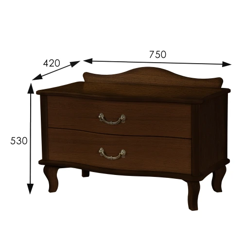 Тумбочка Джульетта широкая 2 ящика орех Л