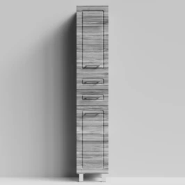 Пенал Арабеска 35 напольный, Лиственница структурная контрастно-серая ПВХ 64202, правый, бельевая корзина