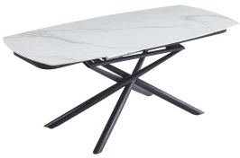 DT335 Стол обеденный Kass gold 120-180*85, керамическая столешница, основание металл черный