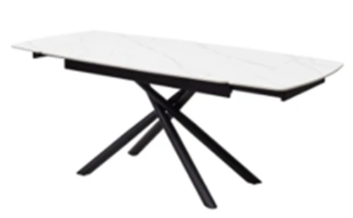 DT335 Стол обеденный Kass gold 120-180*85, керамическая столешница, основание металл черный