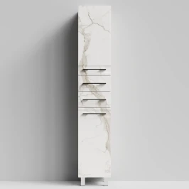 Пенал Мальта 35 напольный, Мрамор Белый натур милк ПВХ 2537, правый