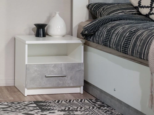 Кровать «Аврора» 160*200 (основание ЛДСП), Белый/Ателье светлый