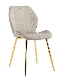 DC828 Стул мягкий, СЕРЫЙ#G62-38 велюр, каркас металл золото КРУГЛЫЙ