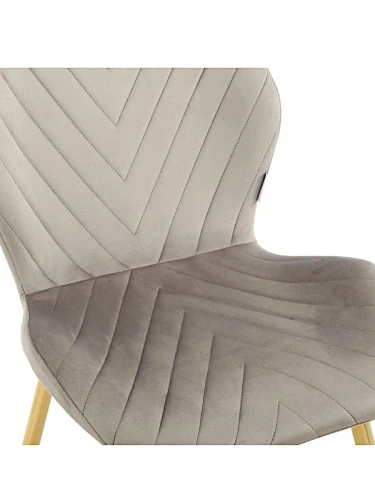 DC828 Стул мягкий, СЕРЫЙ#G62-38 велюр, каркас металл золото КРУГЛЫЙ