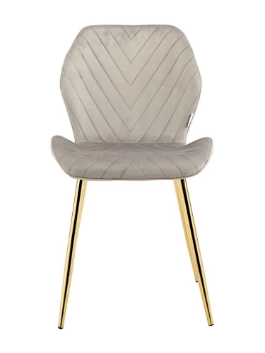 DC828 Стул мягкий, СЕРЫЙ#G62-38 велюр, каркас металл золото КРУГЛЫЙ