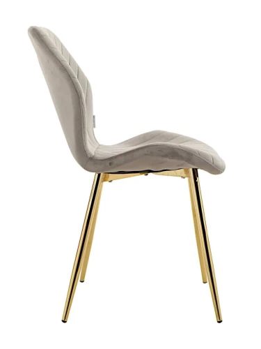 DC828 Стул мягкий, СЕРЫЙ#G62-38 велюр, каркас металл золото КРУГЛЫЙ