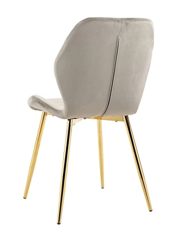 DC828 Стул мягкий, СЕРЫЙ#G62-38 велюр, каркас металл золото КРУГЛЫЙ