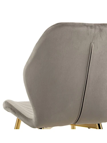 DC828 Стул мягкий, СЕРЫЙ#G62-38 велюр, каркас металл золото КРУГЛЫЙ