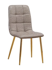 C919/DC809 Стул мягкий, КЭМЕЛ#18-27 экокожа, каркас металл золото КРУГЛЫЙ