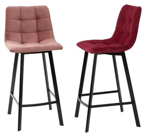 Полубарный стул CHILLI-QB SQUARE винный #16, велюр / черный каркас (H=66cm) М-City