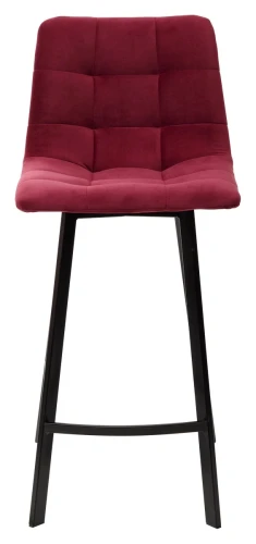 Полубарный стул CHILLI-QB SQUARE винный #16, велюр / черный каркас (H=66cm) М-City