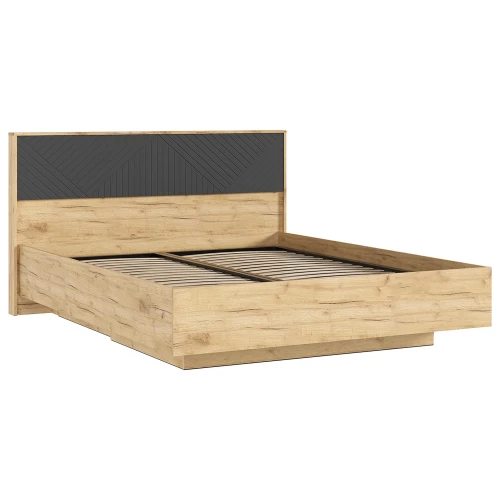 Кровать парящая с ортопедическим основанием (металл) Флэш 1,6 м, Браш Графит, Дуб Крафт