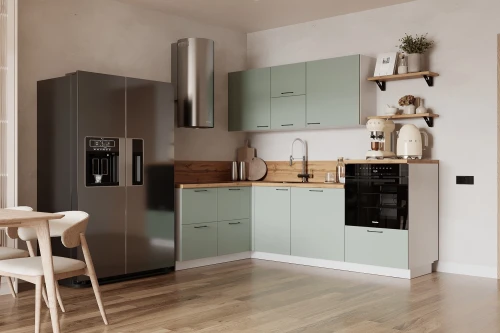 Готовая кухня КГ Угловой 1500*2250 (с пм) Эмаль, Олива  Арника РМ