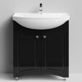 Тумба Адам 75 напольный, черный глянец Vodok с раковиной в комплекте