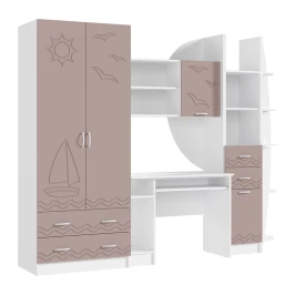 Стенка Юниор-2, Шарли Pink, Белый