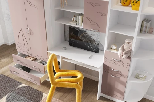 Стенка Юниор-2, Шарли Pink, Белый