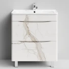 Тумба Адель 70 напольный, Мрамор Белый натур милк ПВХ 2537 Vodok с раковиной в комплекте