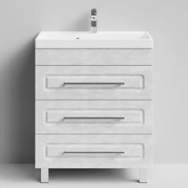 Тумба Арабеска 70 напольный, Белый камень ПВХ 57805 Vodok с раковиной в комплекте