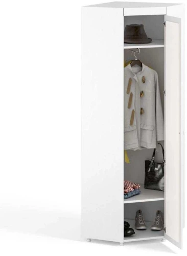 Шкаф угловой (гл.410) с зеркалом Монако МН-66 белое дерево