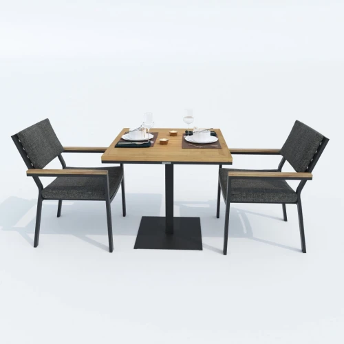 Стол обеденный TELLA алюминий, тик 80x80 см (1 ножка)