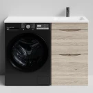 Тумба Смайл 110 напольный, под стиральную машину, правая, Дубослив ореховый светлый ПВХ 3445 Vodok с раковиной в комплекте Тумба Смайл 110 напольный, под стиральную машину, правая, Дубослив ореховый светлый ПВХ 3445 Vodok с раковиной в комплекте