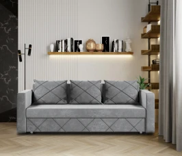 Диван еврокнижка Стелла велюр серый