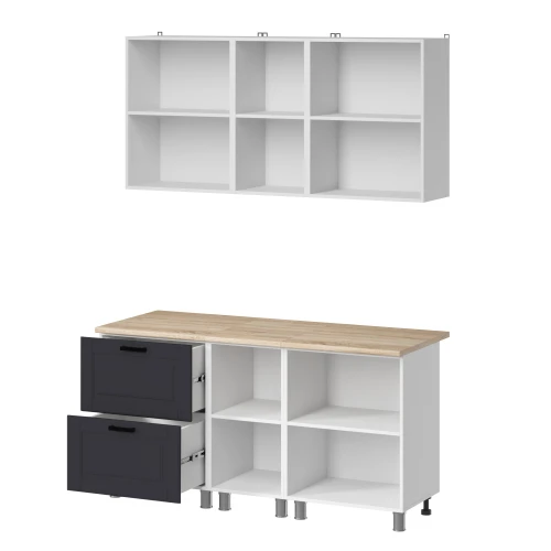 Готовый кухонный гарнитур МК Аленушка 1,6м в.4 Астра Сталь,скоба черный,сонома