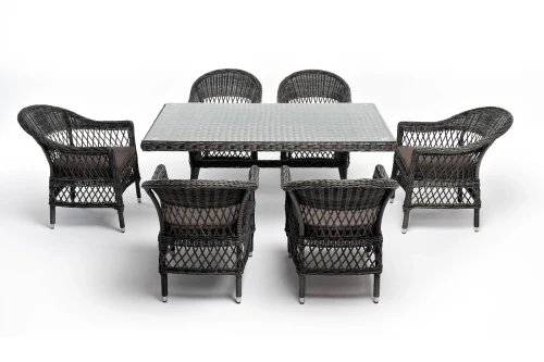 "Амароне" обеденная группа из искусственного ротанга на 6 персон, цвет графит