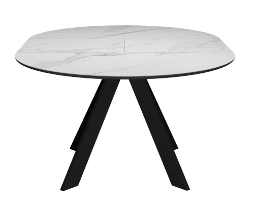 Стол DikLine SKC90 d900 Керамика Белый мрамор/подстолье черное/опоры черные