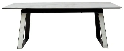 Стол Франк 160 БЕЛЫЙ МРАМОР, стекло / БЕЛЫЙ МРАМОР - ЧЕРНЫЙ, М-City