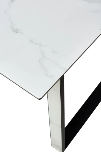 Стол Франк 160 БЕЛЫЙ МРАМОР, стекло / БЕЛЫЙ МРАМОР - ЧЕРНЫЙ, М-City