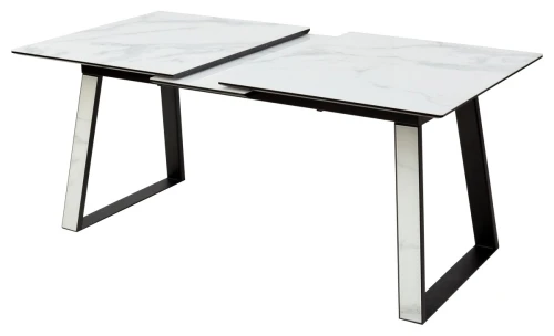 Стол Франк 160 БЕЛЫЙ МРАМОР, стекло / БЕЛЫЙ МРАМОР - ЧЕРНЫЙ, М-City