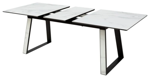 Стол Франк 160 БЕЛЫЙ МРАМОР, стекло / БЕЛЫЙ МРАМОР - ЧЕРНЫЙ, М-City