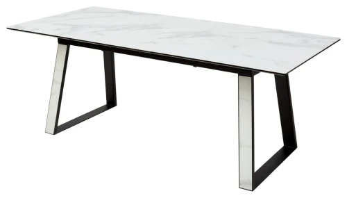 Стол Франк 160 БЕЛЫЙ МРАМОР, стекло / БЕЛЫЙ МРАМОР - ЧЕРНЫЙ, М-City