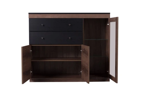 Тумба 1V2D2S, JAGGER, цвет Дуб монастырский /Черный