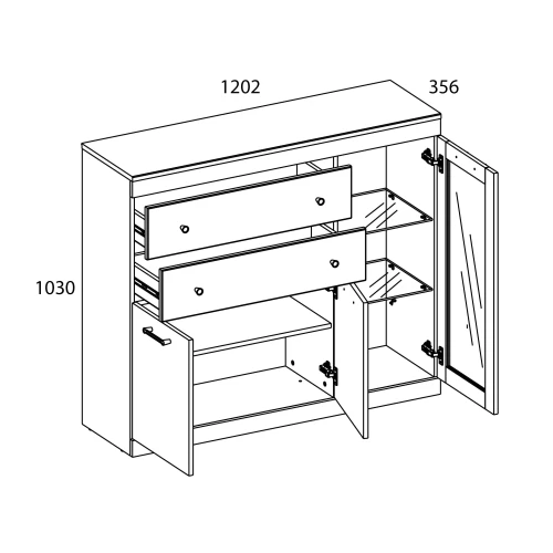 Тумба 1V2D2S, JAGGER, цвет Дуб монастырский /Черный
