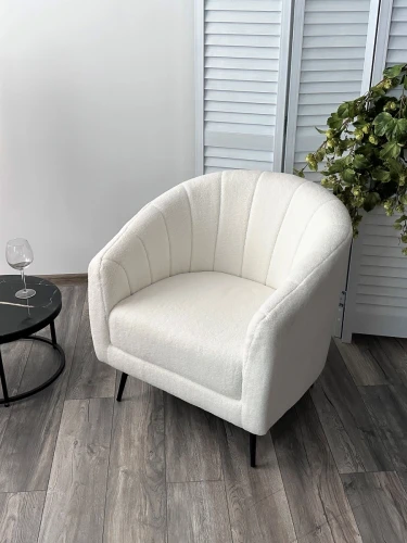 Кресло KALMAR NINI-01 Белый, teddy / черный каркас М-City