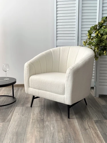 Кресло KALMAR NINI-01 Белый, teddy / черный каркас М-City